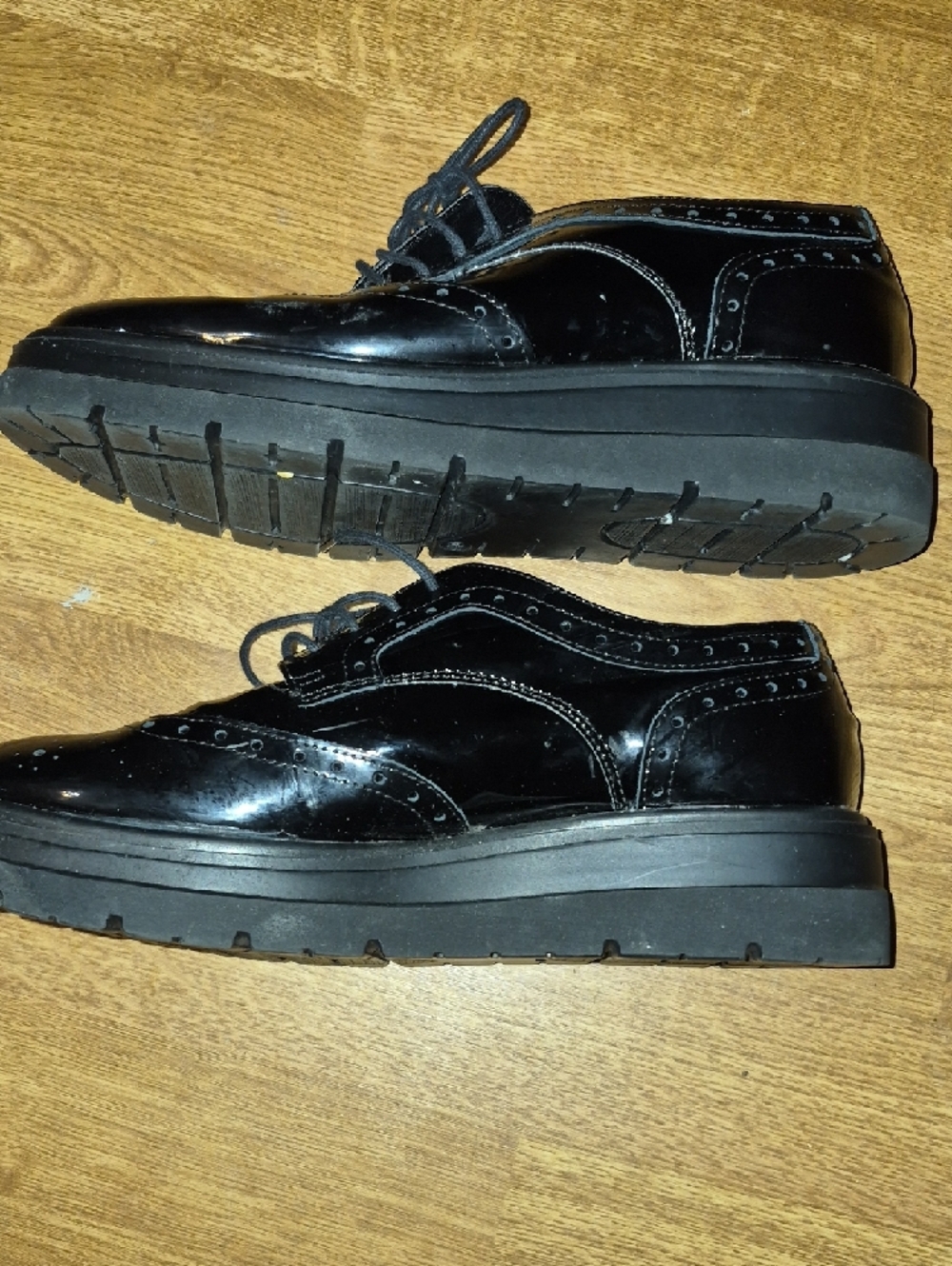 Platform Italian Brogues Lace-Up Shoes - Classic Wingtip Style Size 9 / 40 - Picture 2 of 4